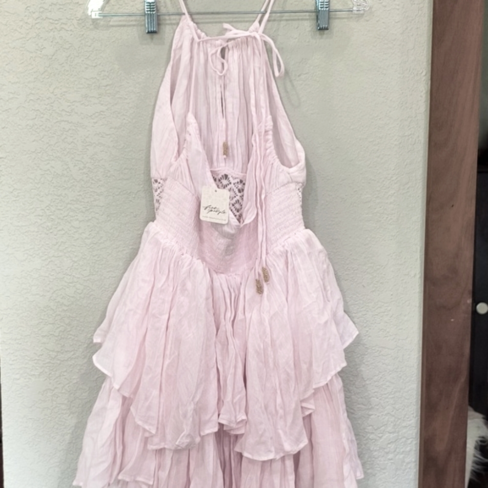 Free People Pale Pink Tiered Mini Dress - Picture 5 of 5